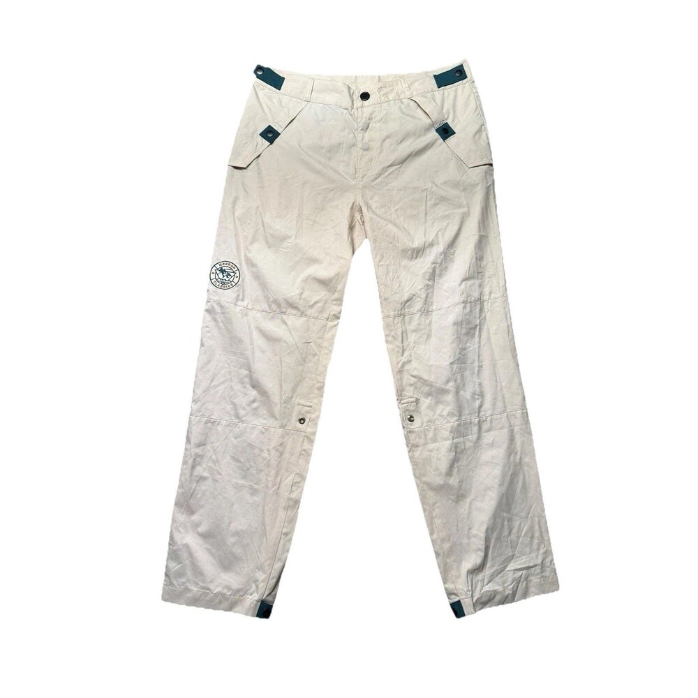 Reebok Mens M Classics Hiking Pants Beige Teal Ripstop Outdoor Trekking EUC
